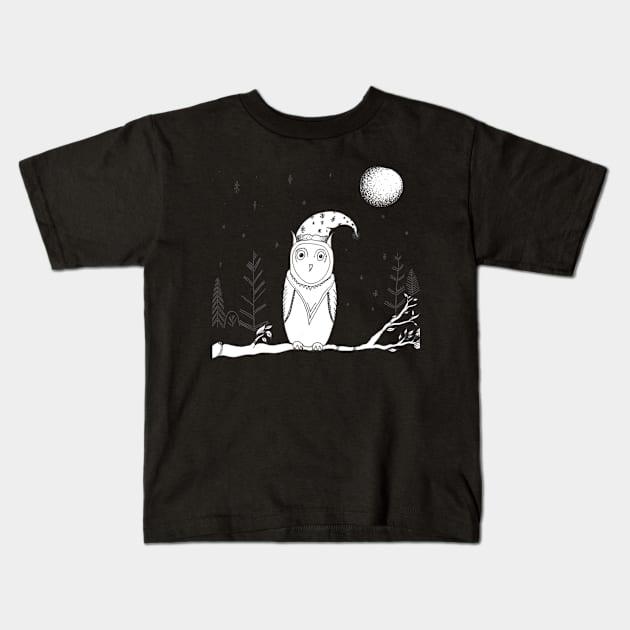 Winter Owl Kids T-Shirt by The Laughing Seal